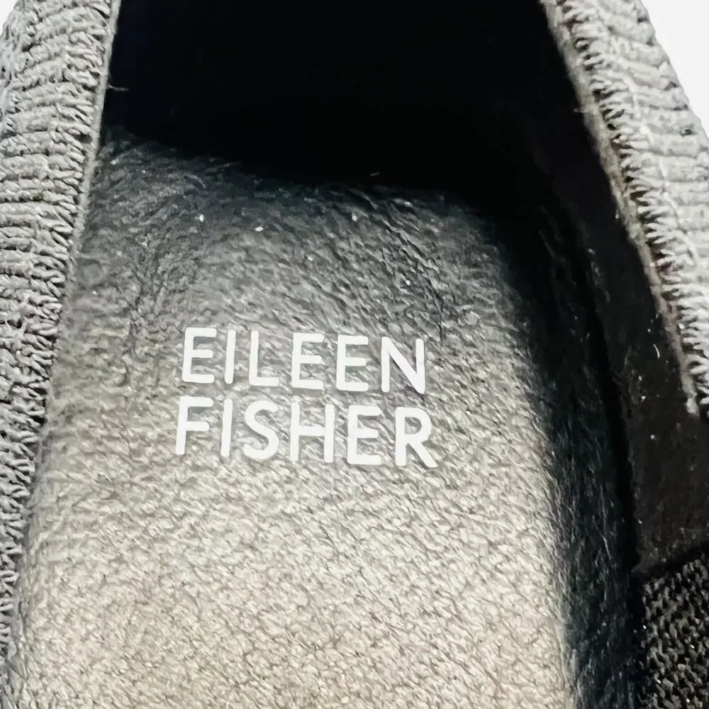 Eileen Fisher Shoes Womens 7.5 Black Stretch Knit Block Heel Pumps Slip On
